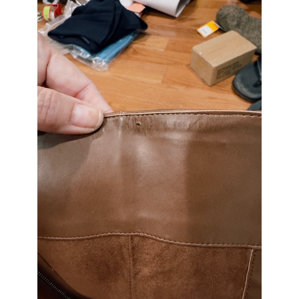 Gianni Bini Brown Leather Studded Tall Riding Boots Womens 7.5M Knee High Zipper - Picture 4 of 9